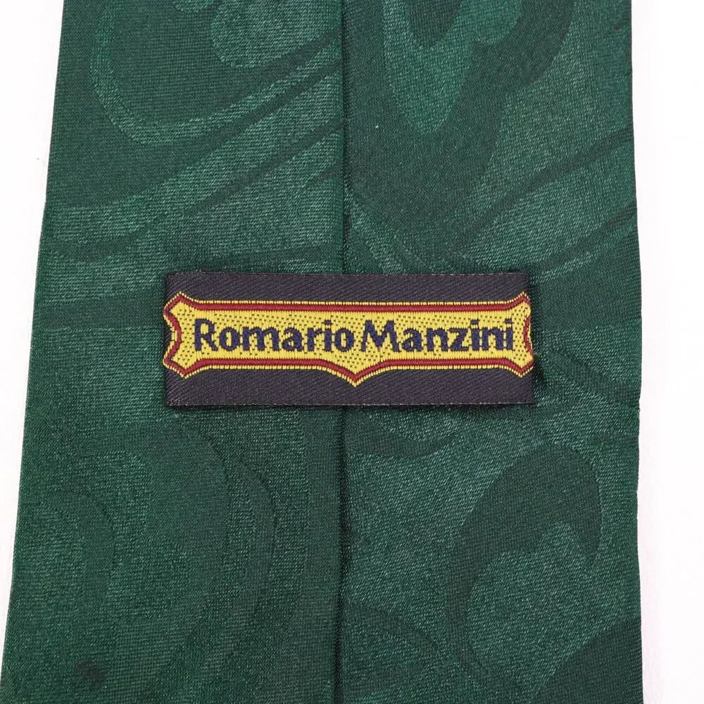 Romario Manzini Tie Mens 60 in Italian Silk Forest Green Statement Wide